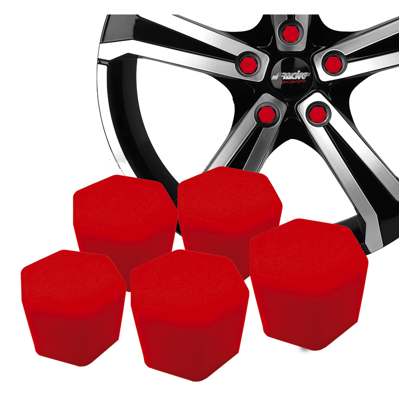 Simoni Racing Wheel Nut Covers Soft Sil - 19mm - Red - Set of 20 pieces