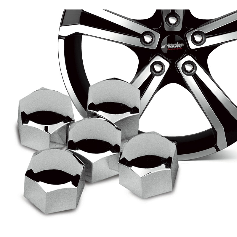 Simoni Racing Wheel Nut Covers - 17mm - Chrome - Set of 20+1 pieces