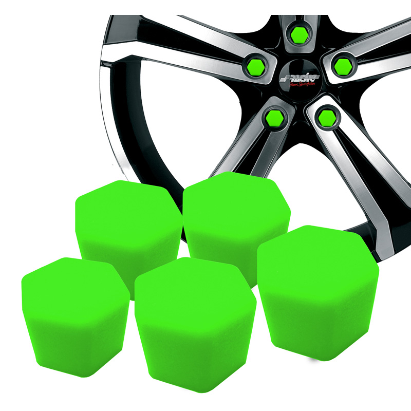 Simoni Racing Wheel Nut Covers Soft Sil - 19mm - Green - Set of 20 pieces